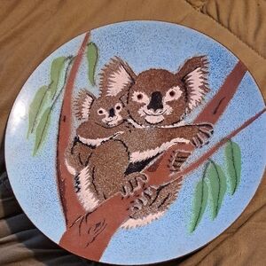 Koala Art Plate with Blue and Brown Design